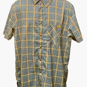 Fox Men's Plaid Short-Sleeve Snap-Up Shirt - Blue & Orange XL